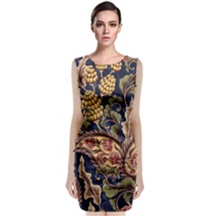 Leaves Flowers Background Texture Paisley Sleeveless Velvet Midi Dress