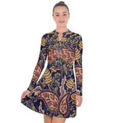 Leaves Flowers Background Texture Paisley Long Sleeve Panel Dress