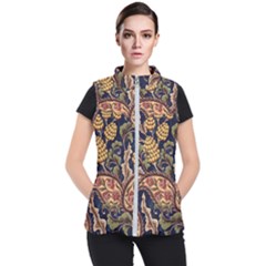 Leaves Flowers Background Texture Paisley Women s Puffer Vest