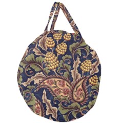 Leaves Flowers Background Texture Paisley Giant Round Zipper Tote