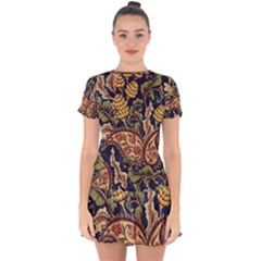 Leaves Flowers Background Texture Paisley Drop Hem Mini Chiffon Dress