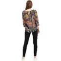 Leaves Flowers Background Texture Paisley Chiffon Quarter Sleeve Blouse View2