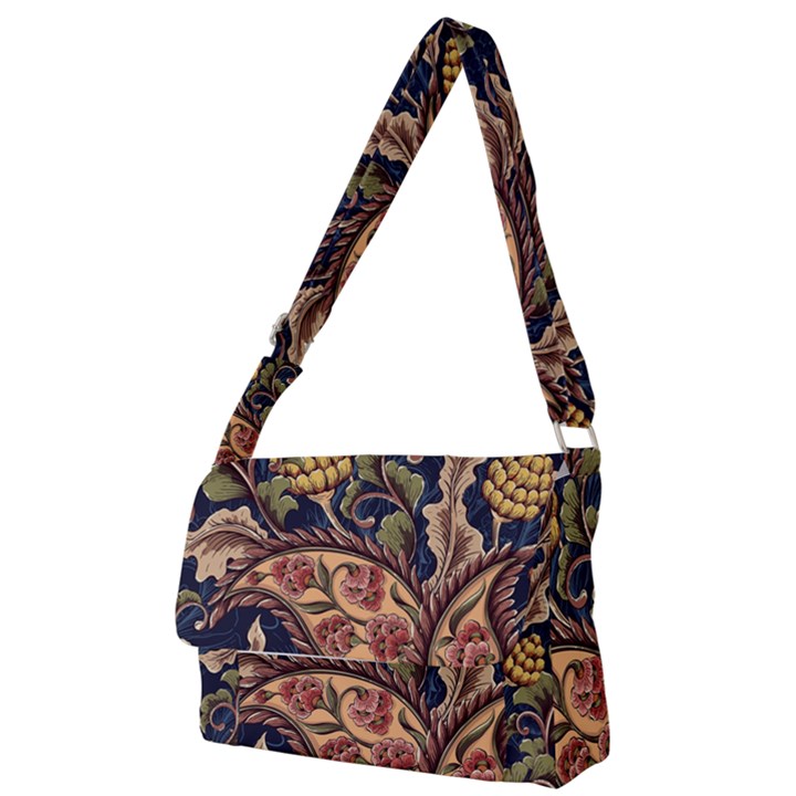 Leaves Flowers Background Texture Paisley Full Print Messenger Bag (S)