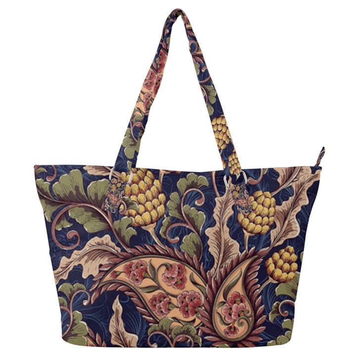 Leaves Flowers Background Texture Paisley Full Print Shoulder Bag