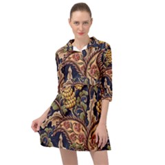 Leaves Flowers Background Texture Paisley Mini Skater Shirt Dress