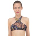 Leaves Flowers Background Texture Paisley High Neck Bikini Top View1