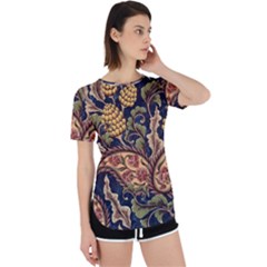 Leaves Flowers Background Texture Paisley Perpetual Short Sleeve T-shirt by Jancukart