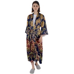 Leaves Flowers Background Texture Paisley Maxi Satin Kimono