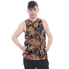 Leaves Flowers Background Texture Paisley Men s Sleeveless Hoodie