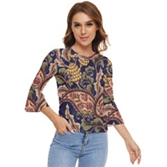 Leaves Flowers Background Texture Paisley Bell Sleeve Top