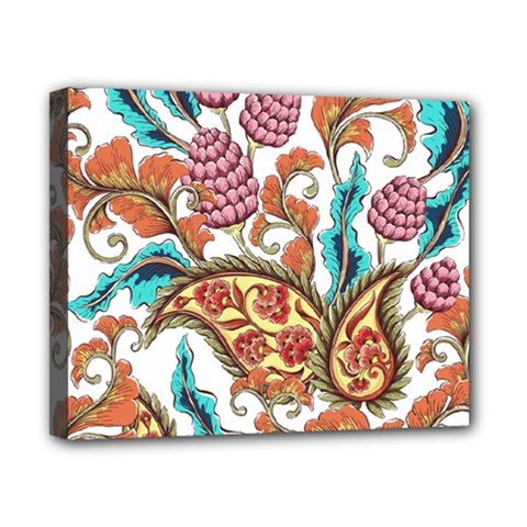 Flowers Pattern Texture White Background Paisley Canvas 10  X 8  (stretched)