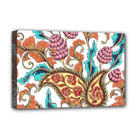 Flowers Pattern Texture White Background Paisley Deluxe Canvas 18  X 12  (stretched)