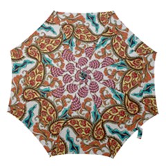 Flowers Pattern Texture White Background Paisley Hook Handle Umbrellas (large)