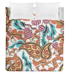 Flowers Pattern Texture White Background Paisley Duvet Cover Double Side (queen Size)