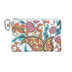 Flowers Pattern Texture White Background Paisley Canvas Cosmetic Bag (medium)