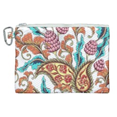 Flowers Pattern Texture White Background Paisley Canvas Cosmetic Bag (xl)