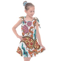 Flowers Pattern Texture White Background Paisley Kids  Tie Up Tunic Dress