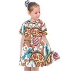 Flowers Pattern Texture White Background Paisley Kids  Sailor Dress