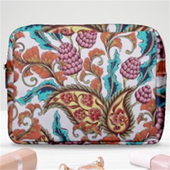 Flowers Pattern Texture White Background Paisley Make Up Pouch (large)