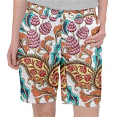 Flowers Pattern Texture White Background Paisley Pocket Shorts