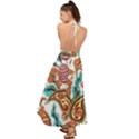 Flowers Pattern Texture White Background Paisley Backless Maxi Beach Dress View2