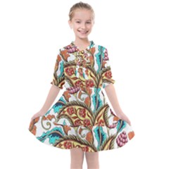 Flowers Pattern Texture White Background Paisley Kids  All Frills Chiffon Dress