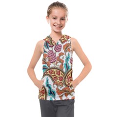 Flowers Pattern Texture White Background Paisley Kids  Sleeveless Hoodie