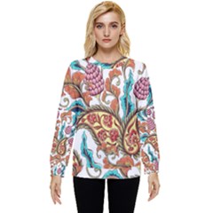 Flowers Pattern Texture White Background Paisley Hidden Pocket Sweatshirt