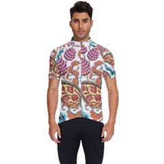 Flowers Pattern Texture White Background Paisley Men s Short Sleeve Cycling Jersey