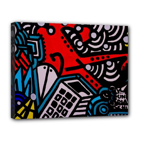 Multicolored Doodle Art Street Art Canvas 14  X 11  (stretched) by Jancukart