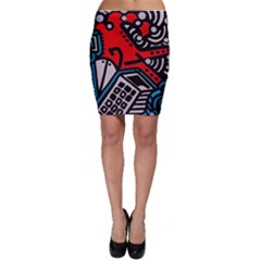 Multicolored Doodle Art Street Art Bodycon Skirt