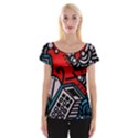 Multicolored Doodle Art Street Art Cap Sleeve Top View1