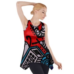 Multicolored Doodle Art Street Art Side Drop Tank Tunic