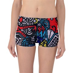 Multicolored Doodle Art Street Art Reversible Boyleg Bikini Bottoms