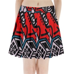 Multicolored Doodle Art Street Art Pleated Mini Skirt by Jancukart