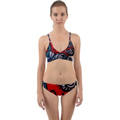 Multicolored Doodle Art Street Art Wrap Around Bikini Set