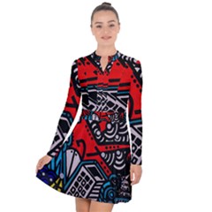 Multicolored Doodle Art Street Art Long Sleeve Panel Dress