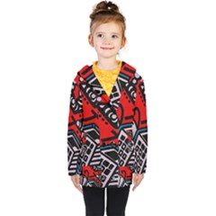 Multicolored Doodle Art Street Art Kids  Double Breasted Button Coat