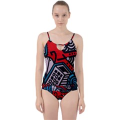 Multicolored Doodle Art Street Art Cut Out Top Tankini Set