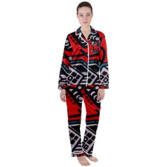 Multicolored Doodle Art Street Art Women s Long Sleeve Satin Pajamas Set	