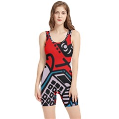 Multicolored Doodle Art Street Art Women s Wrestling Singlet