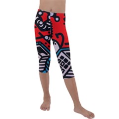 Multicolored Doodle Art Street Art Kids  Lightweight Velour Capri Leggings 