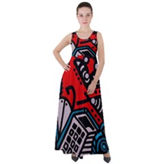 Multicolored Doodle Art Street Art Empire Waist Velour Maxi Dress