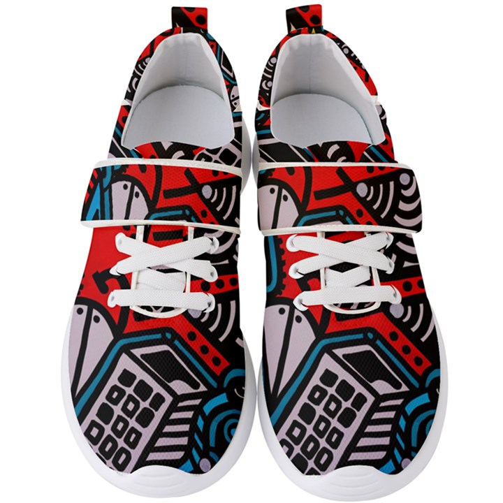 Multicolored Doodle Art Street Art Men s Velcro Strap Shoes