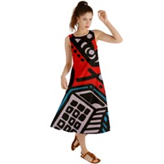 Multicolored Doodle Art Street Art Summer Maxi Dress by Jancukart