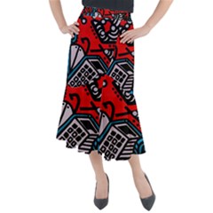 Multicolored Doodle Art Street Art Midi Mermaid Skirt by Jancukart