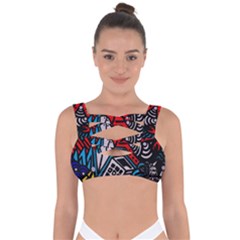 Multicolored Doodle Art Street Art Bandaged Up Bikini Top