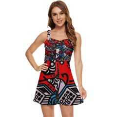 Multicolored Doodle Art Street Art Ruffle Edge Bra Cup Chiffon Mini Dress