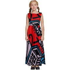 Multicolored Doodle Art Street Art Kids  Satin Sleeveless Maxi Dress