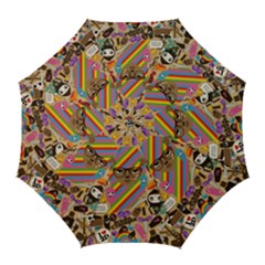 Multicolored Doodle Art Wallpaper Golf Umbrellas